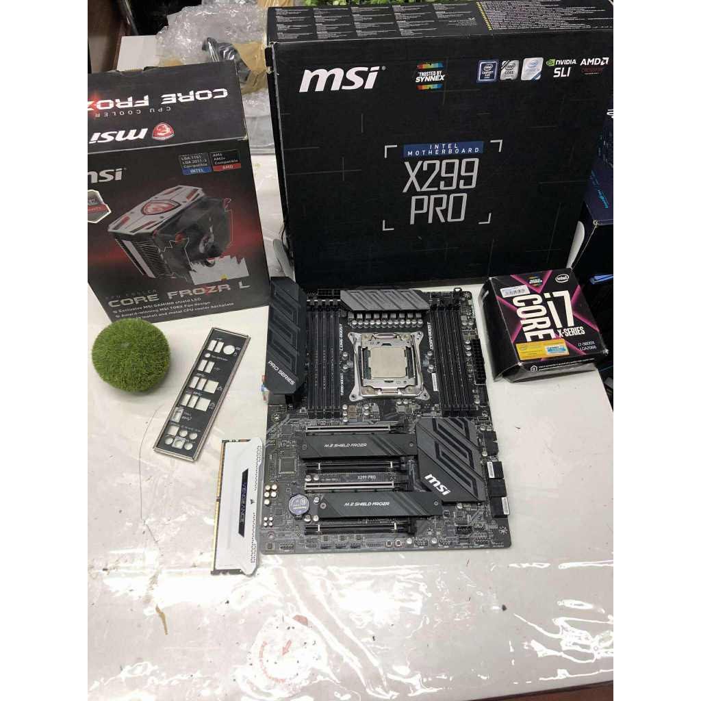 MAINBOARD (เมนบอร์ด) 2066 MSI X299 PRO+ i7 9800x +ddr4 8g corsair rgb +msi cpu fan ครบชุดประกันร้าน