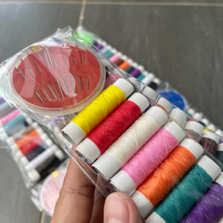 ชุดด้ายเย็บผ้า เข็ม+ด้าย12สี แพคละ12ชุด