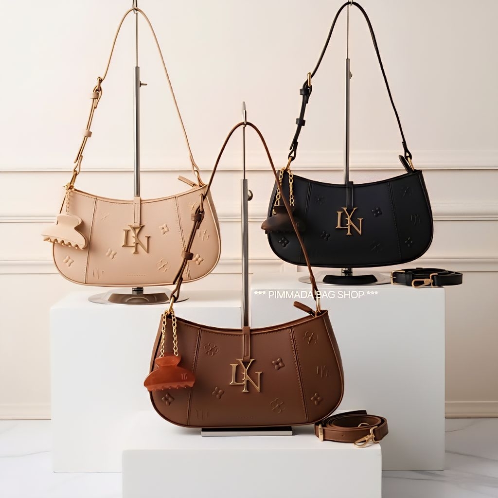 🌈พร้อมส่ง 𝐋𝐘𝐍 WENDY BRIGHTON SHOULDER BAG กระเป๋าทรงพอช-สะพายข้าง​ สาย​ 2 เส้น