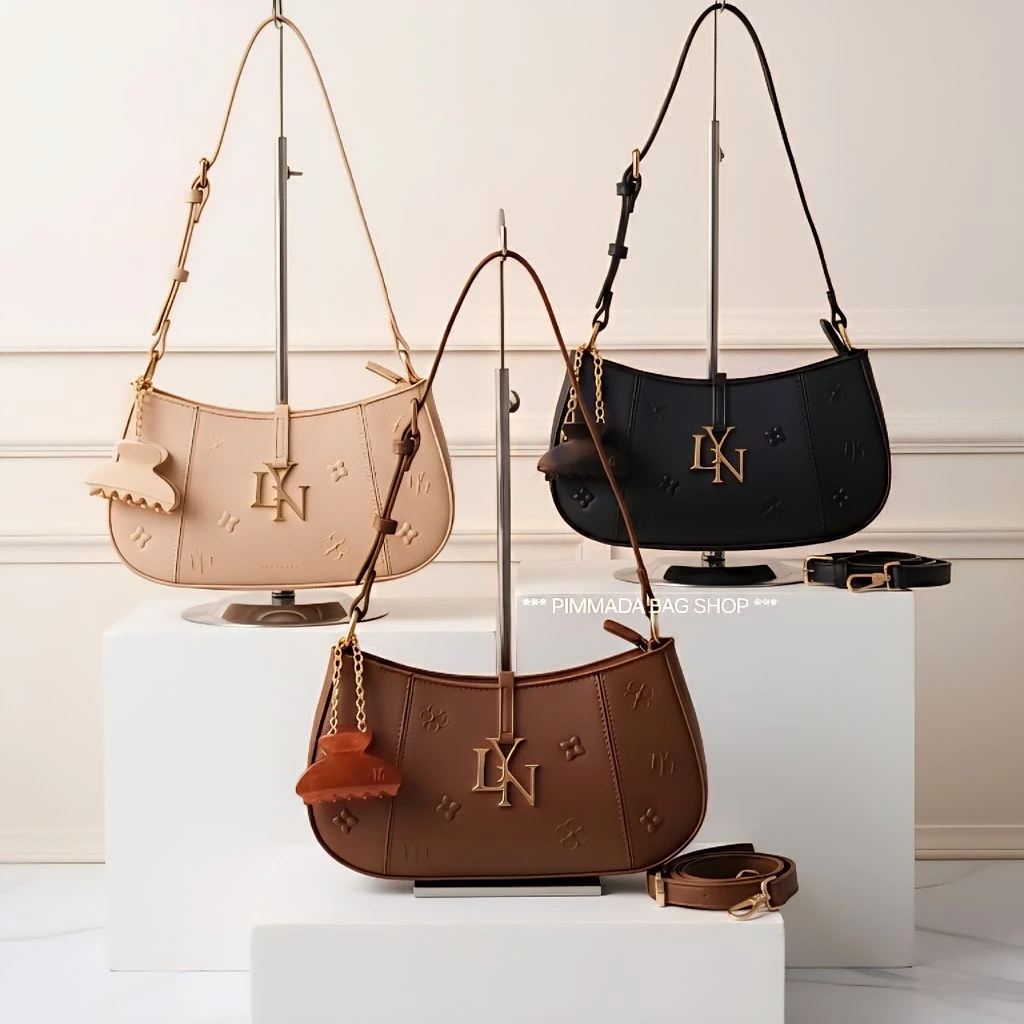 🌈พร้อมส่ง 𝐋𝐘𝐍 WENDY BRIGHTON SHOULDER BAG กระเป๋าทรงพอช-สะพายข้าง สาย 2 เส้น