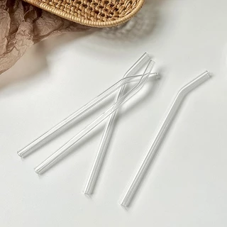 พร้อมส่งในไทย หลอดแก้วทรงตรงและงอ เนื้อแก้วใส ความยาว 19 ซม.เส้นผ่านศุนย์กลาง 8 mm