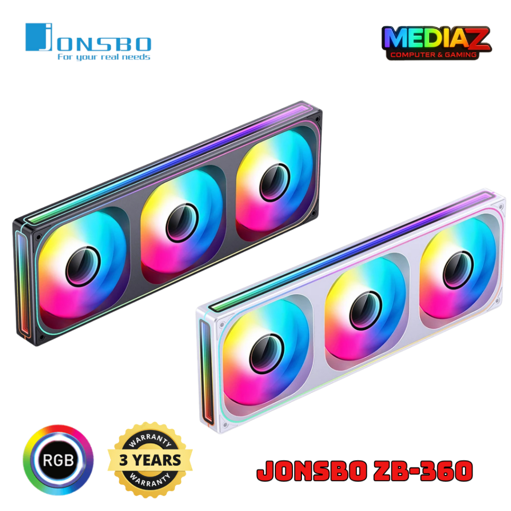 ส่งทันที+โค้ดลด Jonsbo ZB-360 พัดลม 360 สามด้านกระจกรอบชั้น PWM CPU พัดลมระบายความร้อน ZB-360BR ARGB