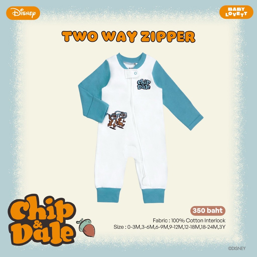 06 Chip & Dale - Two-Way Zipper ชุดนอนเปิดเท้า