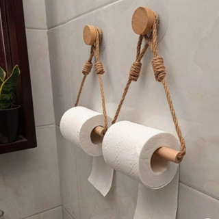 ที่ห้อยกระดาษทิชชู่ ผลิตจากไม้แท้ และเชือกห้อยพร้อมตะขอยึดผน…