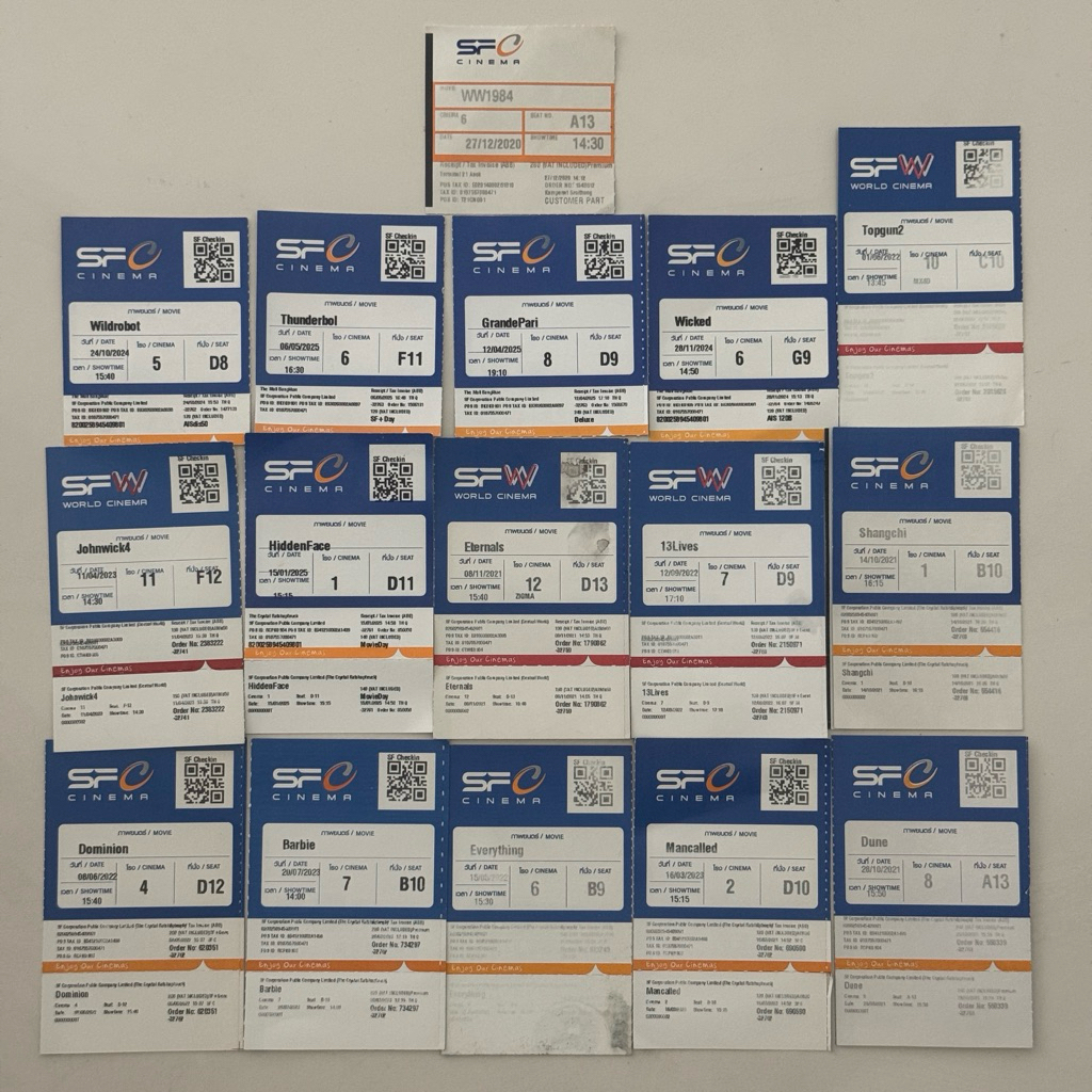 ตั๋วหนัง ตั๋วภาพยนตร์ ตั๋วหนังเมเจอร์ Major สะสมตั๋วหนัง