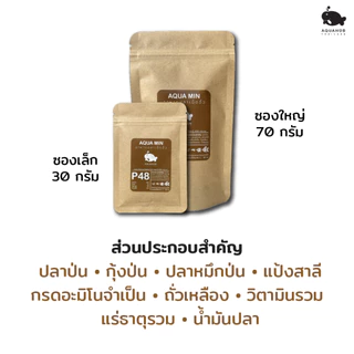 อาหารปลาเม็ดจิ๋วแบบไมโครเพลเล็ท AQUA MIN BY AQUAHUB THAILAND โปรตีนสูง48% เร่งโต กินจุ น้ำไม่ขุ่น