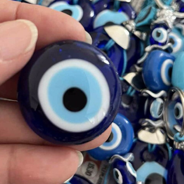 Evil eye ขนาด 3-4ไม่เจาะรูวัสดุแก้ว จากตุรกี คนตุรกีใช้เป็นสิ่งนำโชค