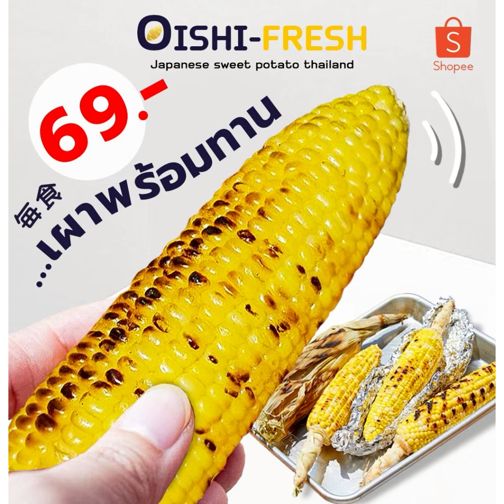 🌽Oishi-Fresh🌽ข้าวโพดหวาน เผาพร้อมทาน 500 ก.เมล็ดเหลือง หอม หวานออร์แกนิค จัดส่ง 24 ชม.