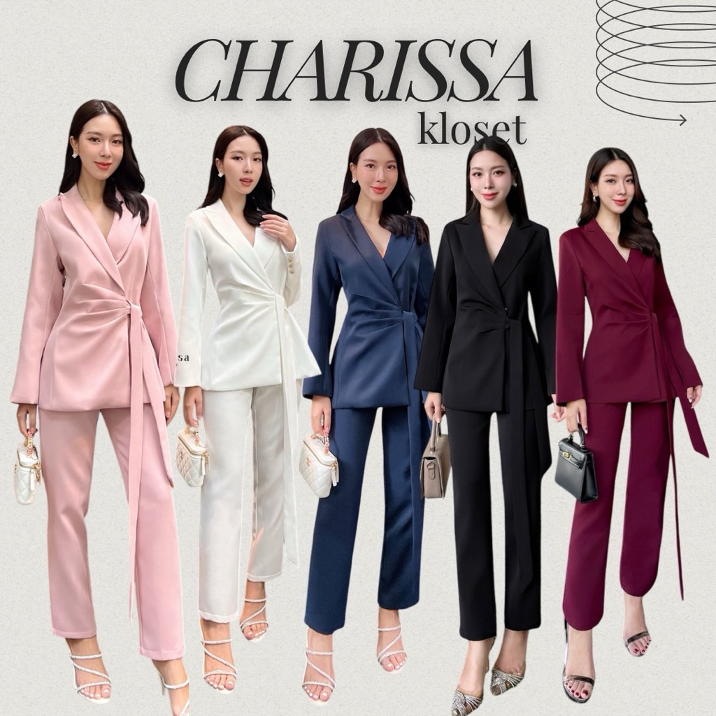 ชุดเซ็ทสูทผูกเอว ทรงสวย เรียบหรู ผ้าดีมากก code 90030