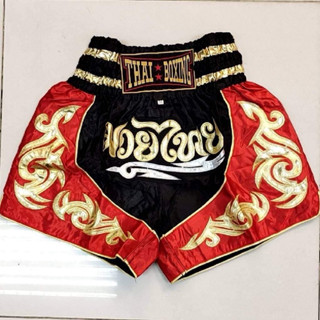 กางเกงมวยไทยของผู้ใหญ่ (Muay Thai) ผ้าซาตินอย่างดี ปักอักษรม…