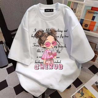 【My-T】🧀เสื้อน่ารักoversize ผ้าฝ้ายเกาหลีสไตล์ ไม่ต้องรีดผ้า สวมใส่สบาย เกาหลีสไตล์ เสื้อแฟชั่น หญิง "CHERUB GIRL"【COD】