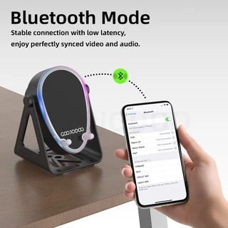 GOOJODOQ ลำโพง ขาตั้งโทรศัพท์ Rgb ลำโพงบลูทูธ Bluetooth 5.3 ลำโพง 2.5 วัตต์ เวลาเล่น 5 ชั่วโมง