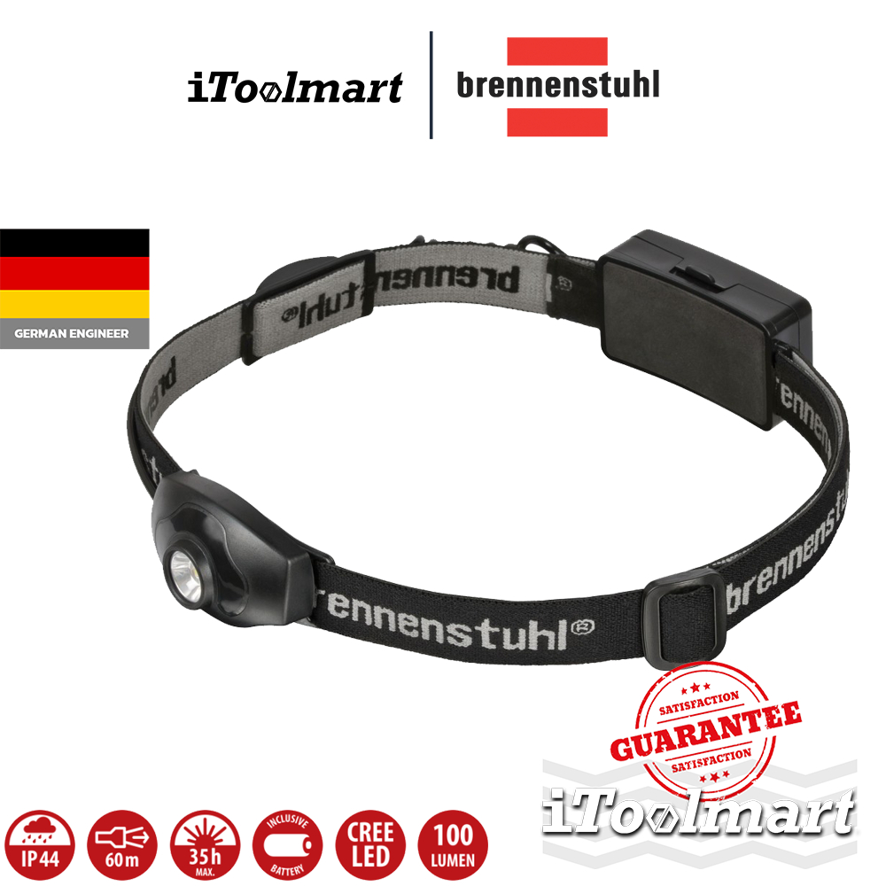 BRENNENSTUHLไฟฉายคาดหัว KL 100 IP44 ความสว่าง 100lm ถ่าน AA 1178760