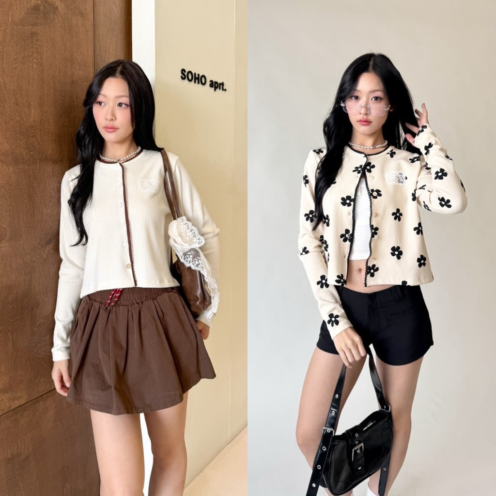 คาดิแกนกระดุมหน้าแขนยาว