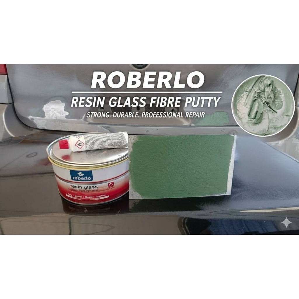สีโป๊วไฟเบอร์เกาะเหล็ก Roberlo Resin Glass ขนาด 750g.