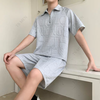 TS MEN เสื้อเซ็ตผู้ชาย เสื้อผู้ชาย กางเกงขาสั้นผู้ชาย (เสื้อ+กางเกงขาสั้น) ดีไซน์เก๋ TZ27
