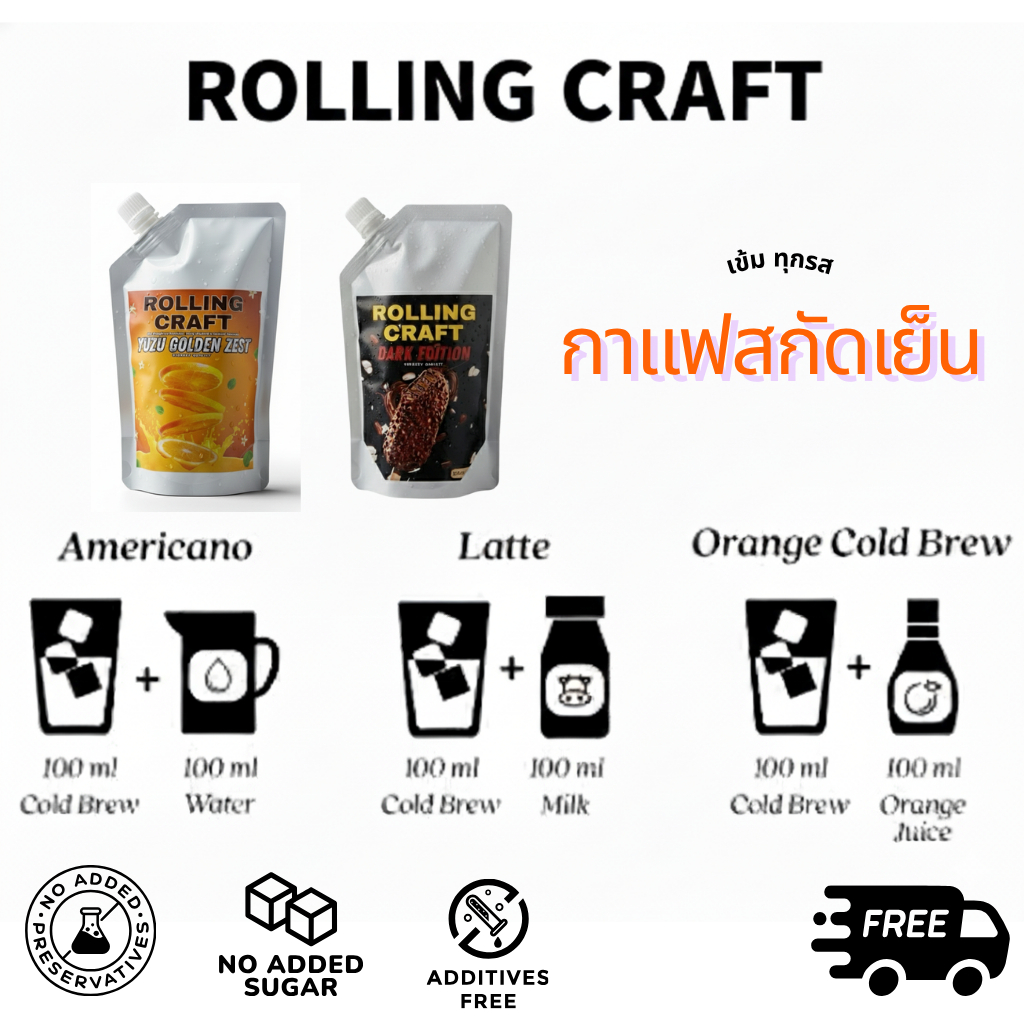 ⚡️ 1 แถม 1 จัดด่วน! กาแฟสกัดเย็น (Cold Brew) Rolling Carft โปรเข้ม ถูกใจสายเข้ม หอม บอดี้แน่น - รูปที่ 3