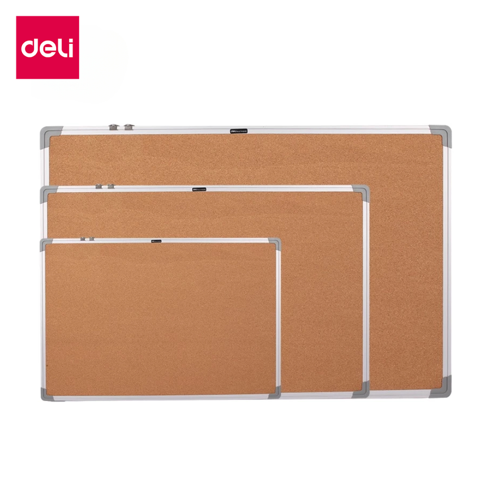 Deli กระดานไม้ก๊อก  กระดานติดรูป บอร์ดติดผนัง  บอร์ดติดประกาศ ขนาดใหญ่ ใช้ในสำนักงาน หรือประชุม ติดต