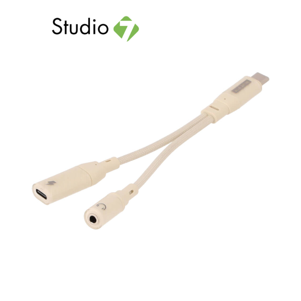 สายแปลง Blue Box CoreLine USB-C to 3.5mm + USB-C Fast Charge Converter Apricot by Studio7