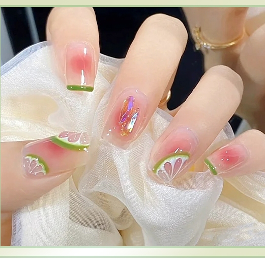【HOT】3Dเล็บแฟชั่น สไตล์ฝรั่งเศส สีขาว ชมพู 24 ชิ้น ไม่เป็นอันตราย