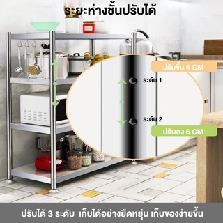 CompactSteel [สแตนเลส] ชั้นวางของ ชั้นวางของสแตนเลสแท้ ปรับความสูงระหว่างชั้นได้ มีหลายขนาด ชั้นวางของอเนกประสงค์