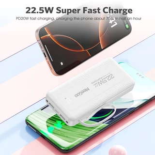 MEEGOO พาวเวอร์แบงค์พกพา 10000mAh ชาร์จเร็ว22.5W มีสายในตัว ไม่ต้องพกสายเพิ่ม มีไฟฉาย