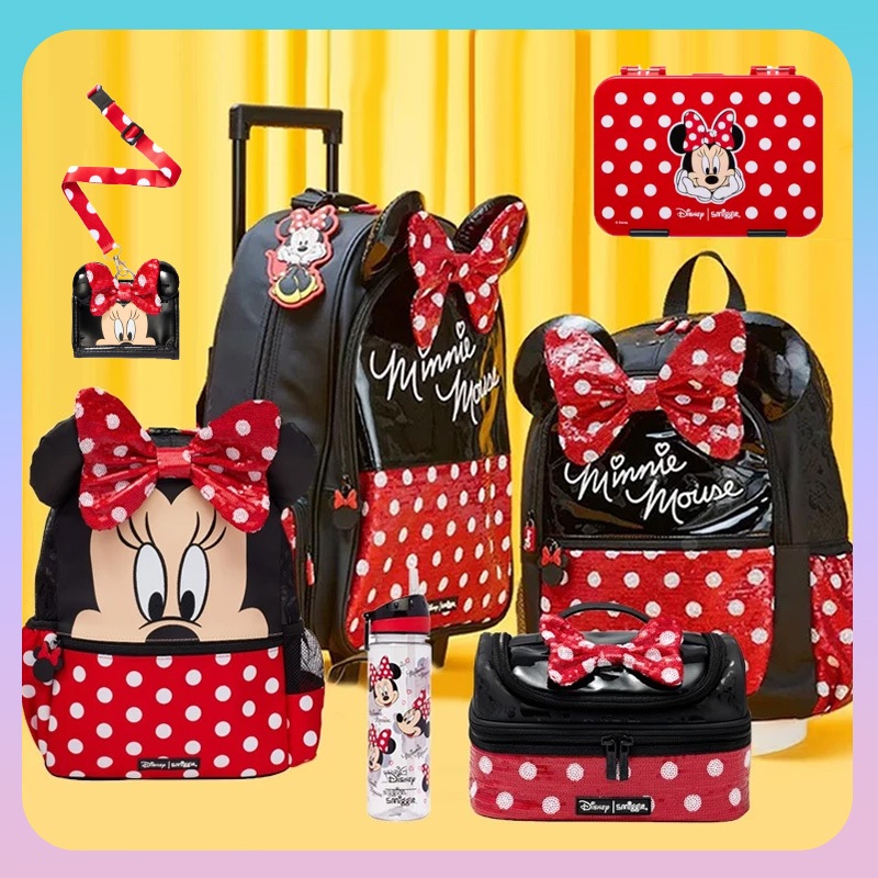 ใหม่ Minnie Mouse Set กระเป๋าเป้สะพายหลังคลาสสิกสำหรับนักเรียนชั้นประถมศึกษา