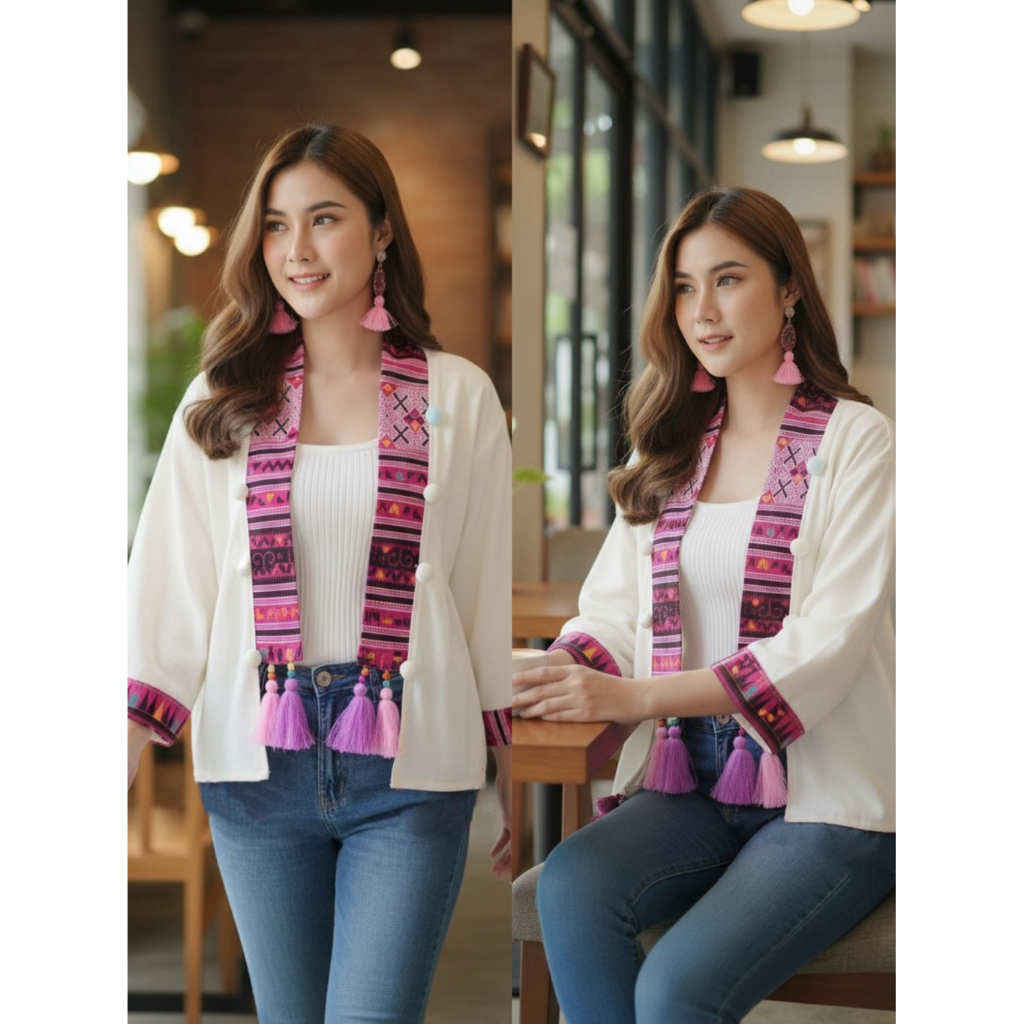 เสื้อคลุมผ้าฝ้าย สไตล์ชาวเขา