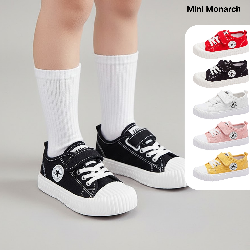Mini Monarch รองเท้าผ้าใบทรงคลาสสิกสำหรับเด็ก ใส่สบาย นุ่มเบา กันลื่น มีหลายสีให้เลือก