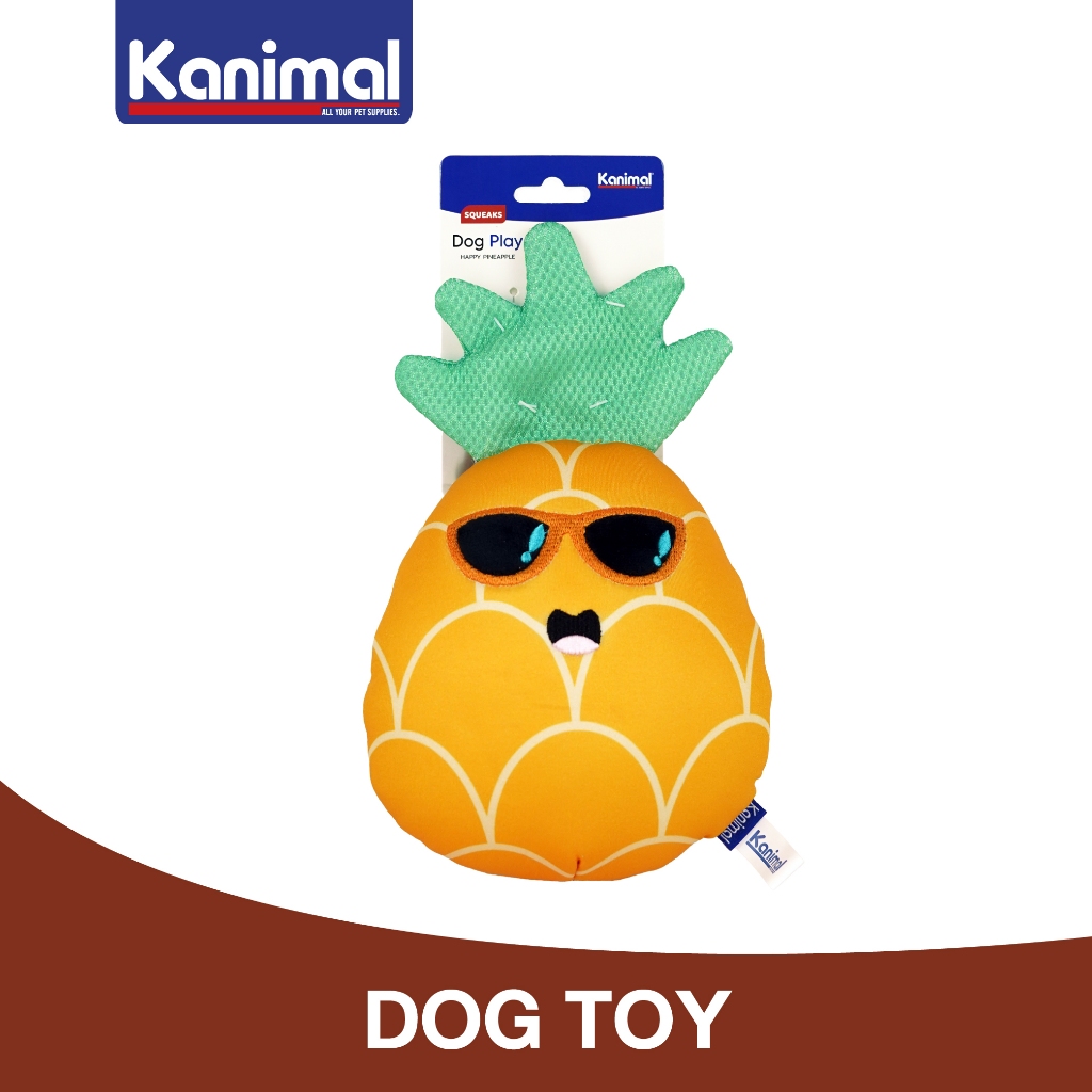 [130292] Kanimal Dog Toy Happy Pineapple ของเล่นสุนัข สับปะรดยิ้ม ของเล่นตุ๊กตาผ้า บีบมีเสียง สำหรับสุนัข 13.5 x 25 cm.