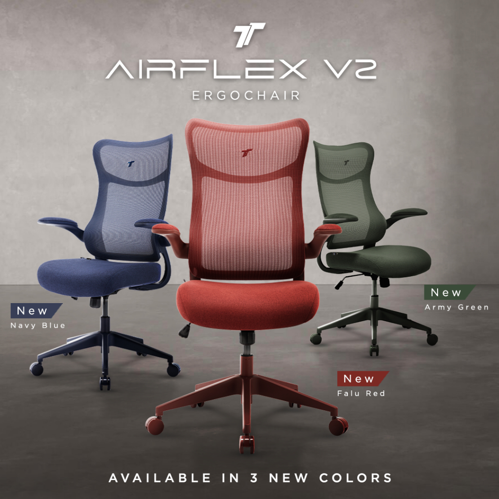 TT AIRFLEX V2 Ergonomic Chair Lumbar Support เก้าอี้คอม นั่งสบาย เอียงสูงสุด 121° พนักพิงเป็นทรงรับกระดูกสันหลัง
