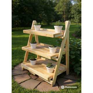 (มีพร้อมส่ง)ชั้นวางของ ทำจากไม้สัก พับเก็บได้ได้