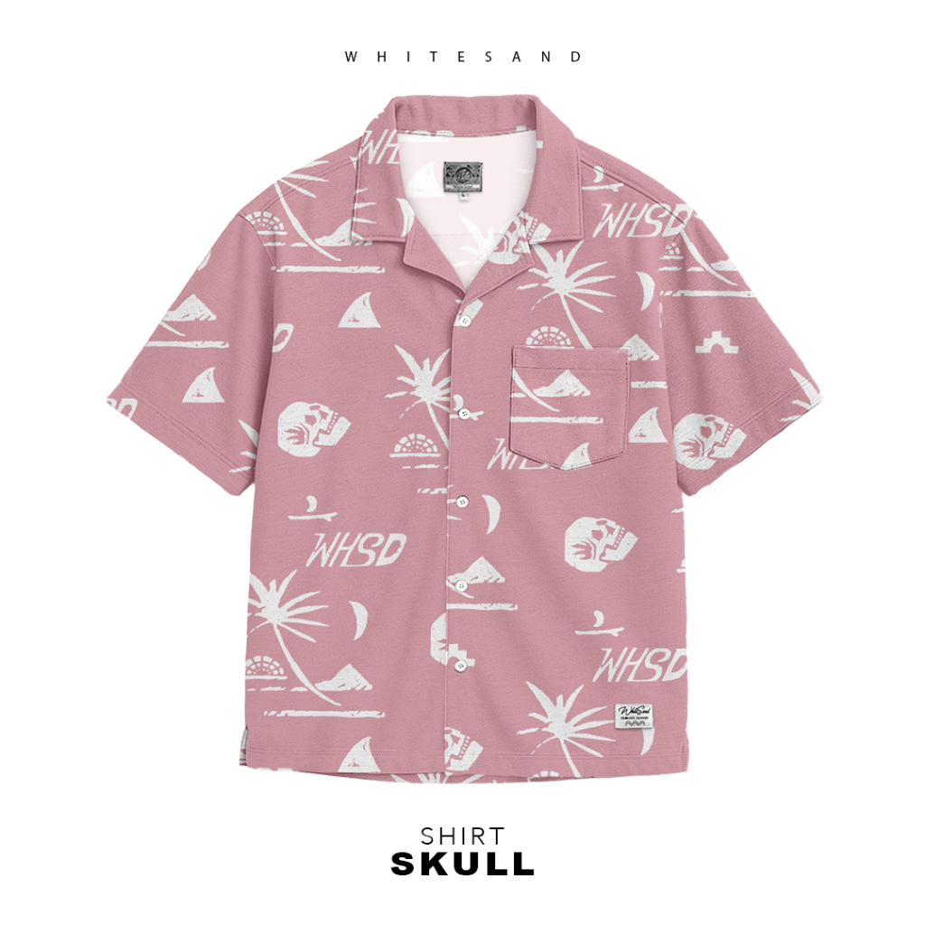 เสื้อเชิ้ตคอปก ลาย Skull | WhiteSand Shirt | มินิมอล ใส่สบาย เที่ยวทะเล