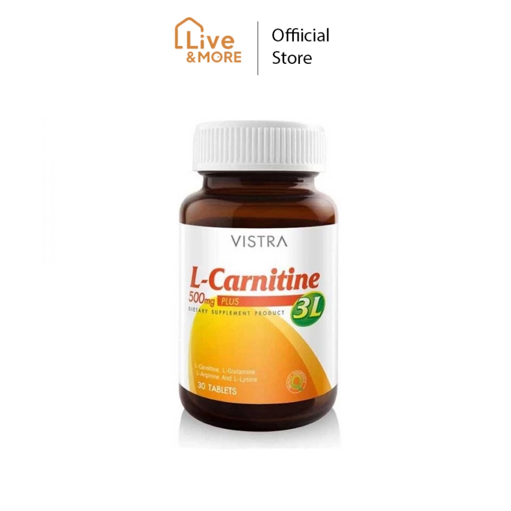 Vistra L-Carnitine 500 plus วิสทร้า แอล-คาร์นิทีน 500 พลัส 3แอล ผลิตภัณฑ์เสริมอา