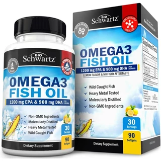น้ำมันปลาบำรุงร่างกาย BioSchwartz Fish Oil Omega 3 - 3000 mg EPA & DHA , 90 softgels (Sku.2001)