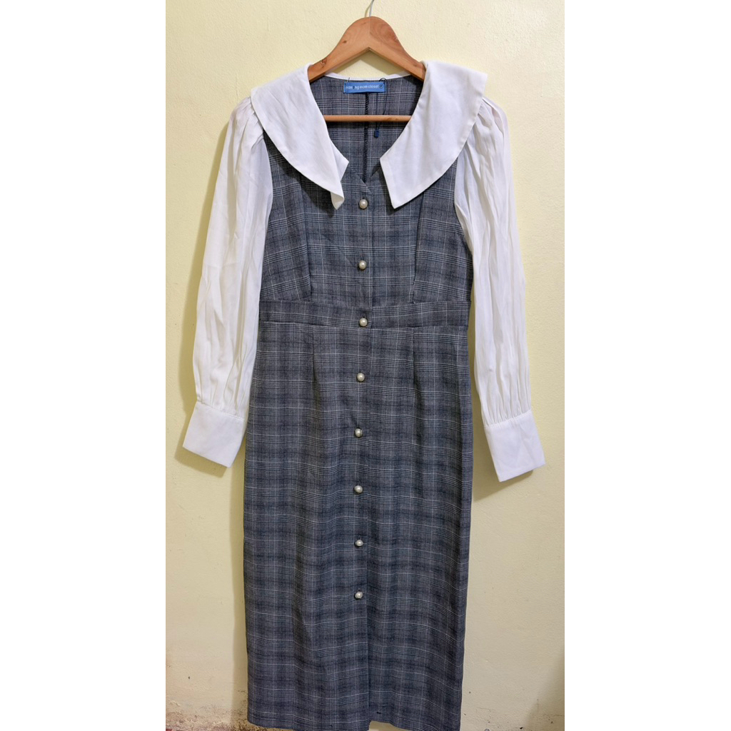 เดรสยาว เดรสทำงานน่ารักๆMamong mom Closet ไซส์M มือสองสภาพดี