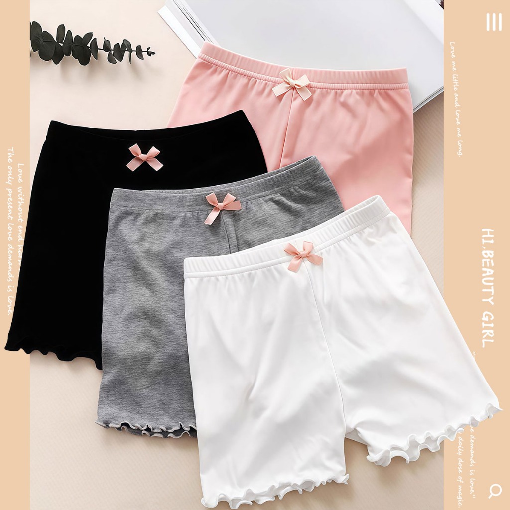 เลกกิ้งเด็ก กางเกงซับในเด็กผู้หญิง มีความยืดหยุ่น แต่งโบว์น่ารักๆ ผ้าฝ้าย นุ่ม สวมใส่สบาย