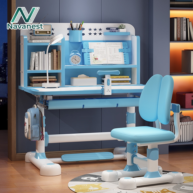 Navanest โต๊ะเขียนหนังสือเด็ก โต๊ะเรียน โต๊ะเรียนสําหรับเด็ก ชุดโต๊ะและเก้าอี้แบบยกได้ โฮมโฮม ที่เก็