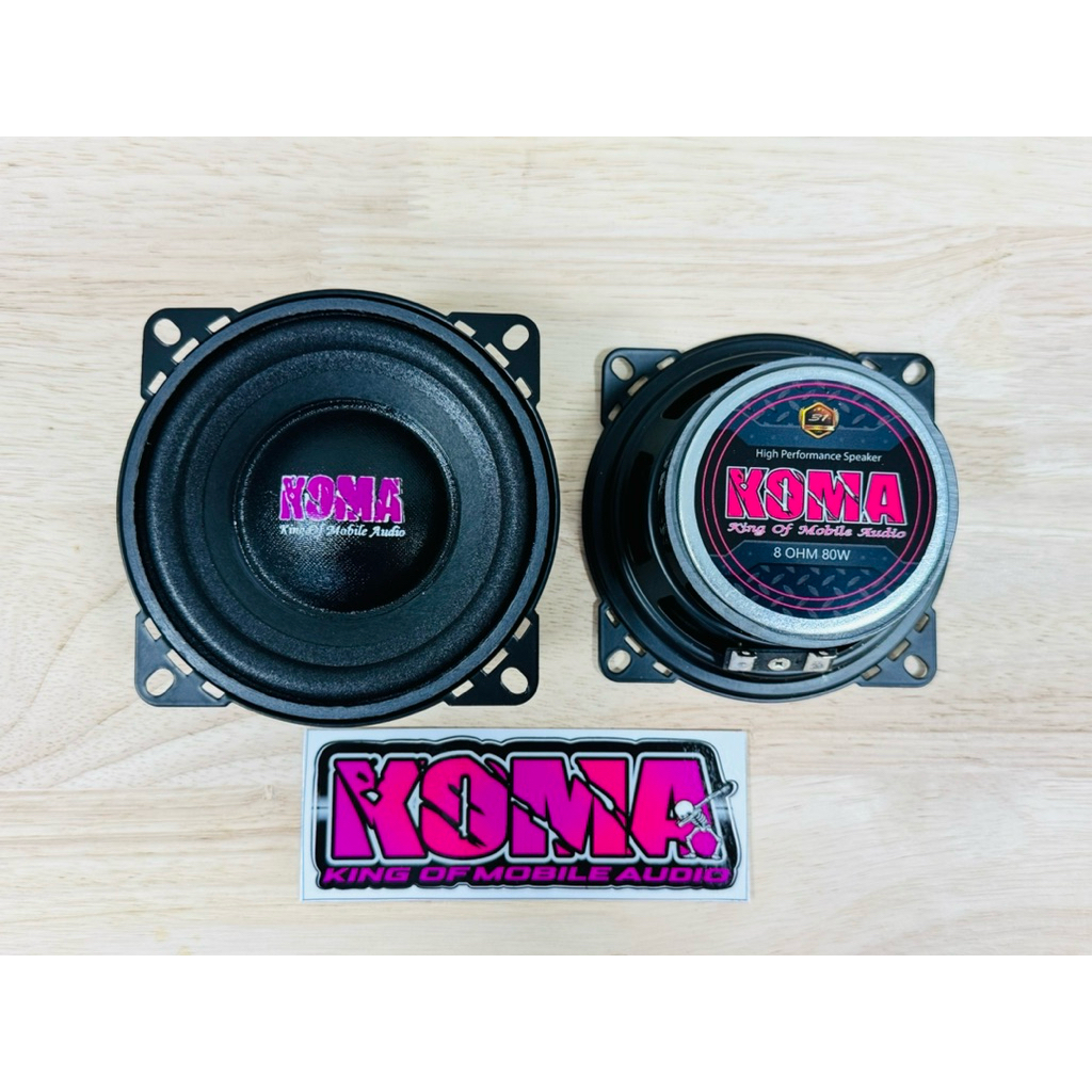 ดอกลำโพงบลูทูธเสียงกลาง 4 นิ้ว 8 โอม 80 W (NEW) เสียงกลาง koma 4 นิ้ว ของแท้ ราคาต่อ 1 คู่ (2 ดอก)