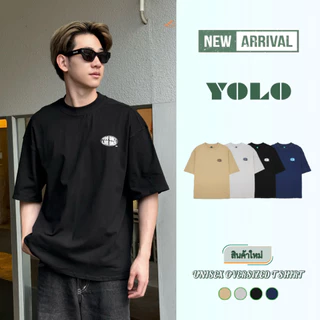 YOLO เสื้อเชิ้ต OVERZISE เสื้อยืดผู้ชาย เสื้อยืดสีพื้น แขนสั้น ใส่ สบาย ไม่ร้อน Y2563