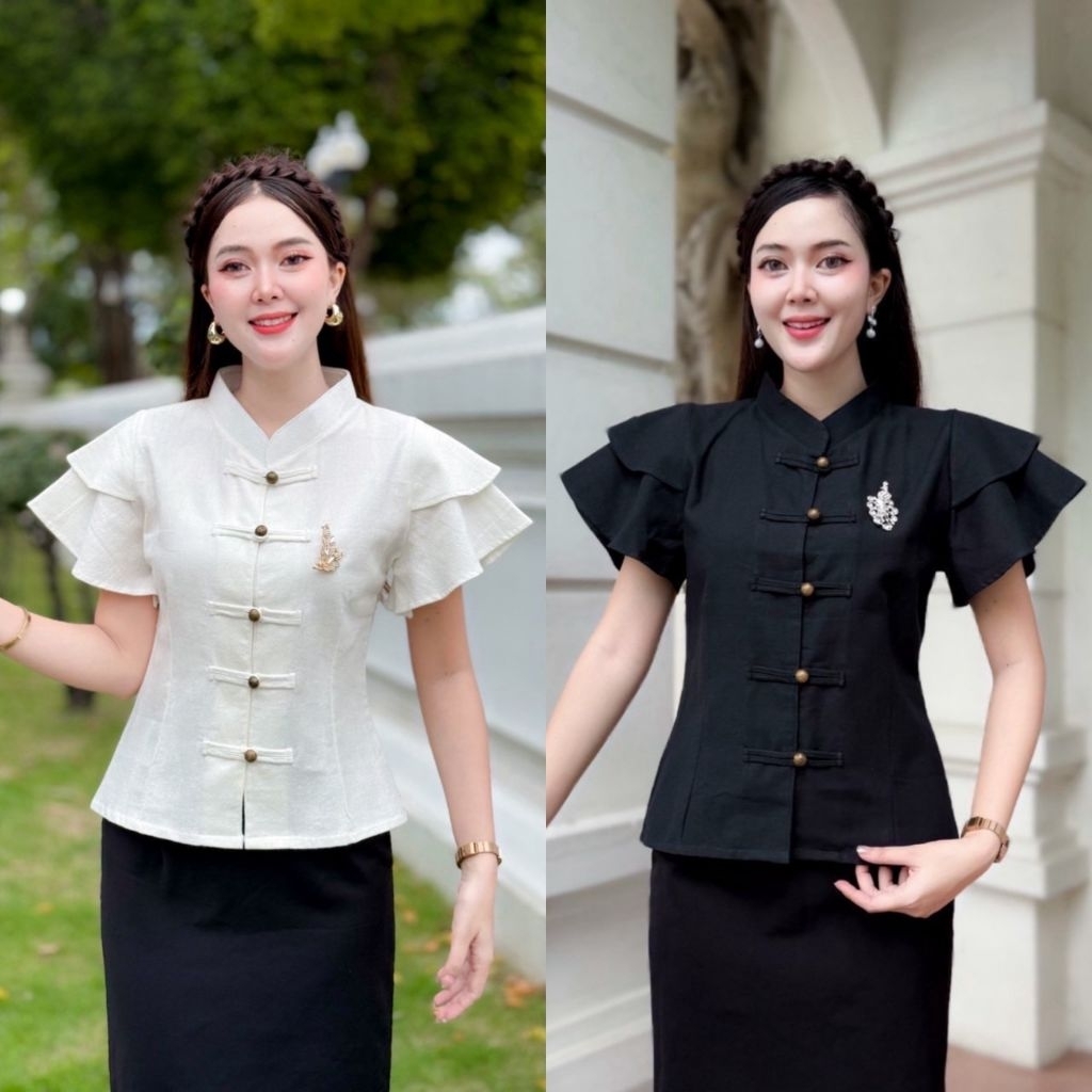 เสื้อสีดำงานผ้าฝ้าย#ไม่อัดกาวผ้าไม่บางใส่สบาย