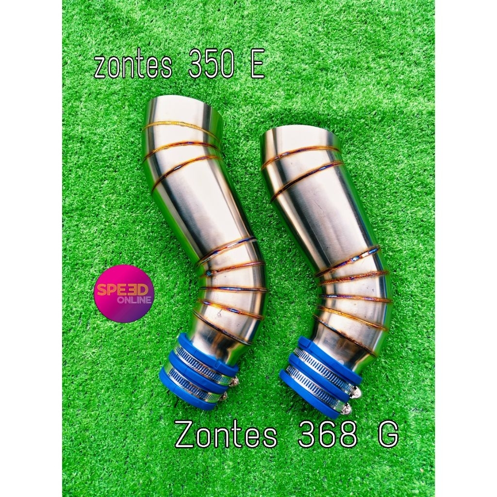 คอกรองสเตนเลส Zontes 350 368/G/E  ใส่เรือนเดิม พร้อมคอยาง+เข็มขัดรัด อะไหล่แต่ง อะไหล่มอเตอร์ไซค์ อะ