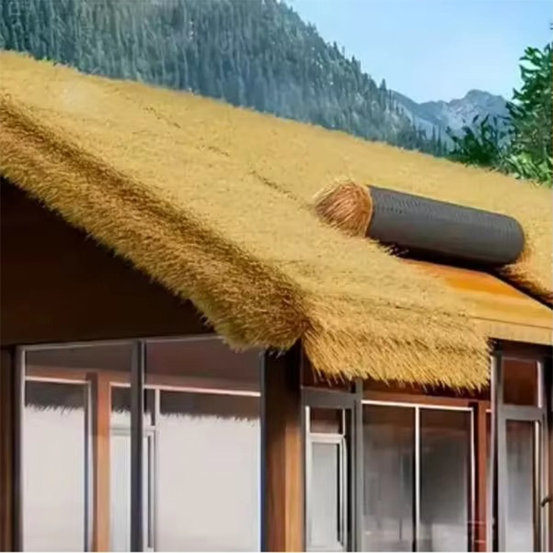 [การตัดและแยก] ฟางข้าวเทียม กว้าง 1/2 เมตร ฟางข้าวเทียม ฉนวนกันความร้อน ลดเสียง มุงหลังคา ป้องกันรังสี UV เสริมด้วยตาข่า - รูปที่ 2