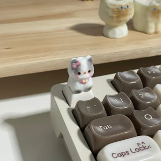 PNS074 [keycap] คีย์แคปน้องแมวผูกโบว์ สำหรับ Mechanical Keyboard
