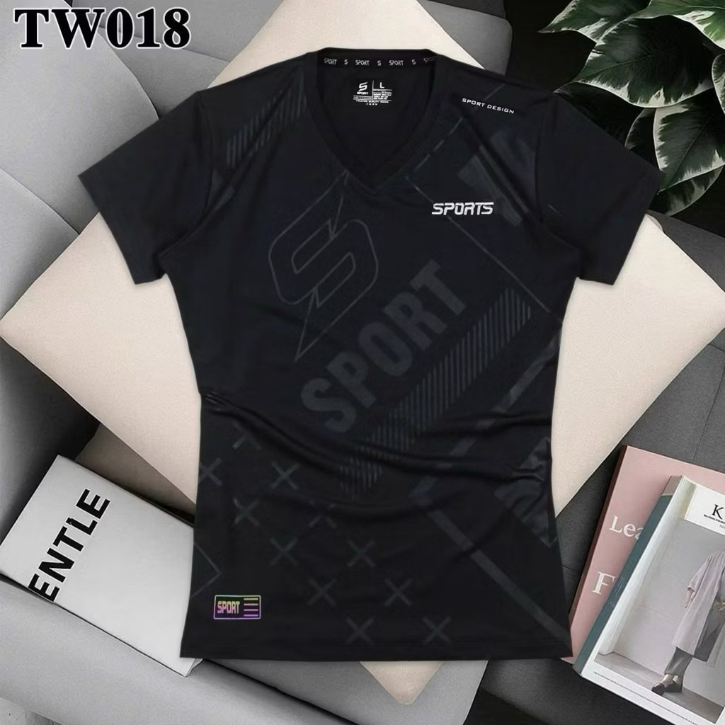 พร้อมส่ง! เสื้อกีฬาสปอร์ตคอวีเข้ารูป ผู้หญิง SPORTS เสื้อบอล มีครบไซส์ผ้านิ่มใส่สบายใส่ออกกำลังกาย ระบายความร้อนได้ดี
