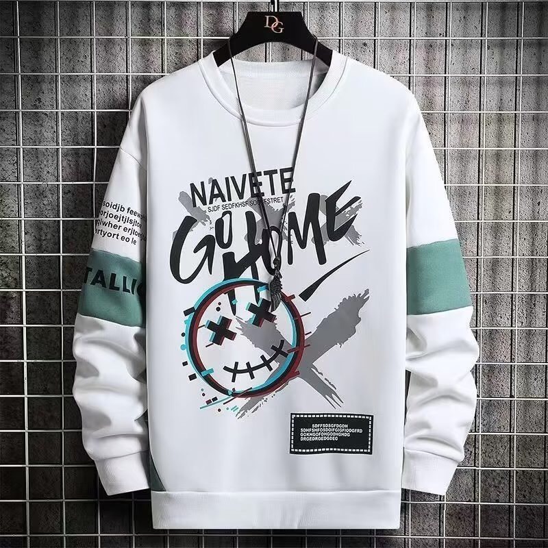 เสื้อกันหนาวผู้ชาย เสื้อสเวตเตอร์ สเวตเตอร์คอกลม ทรงหลวม แฟชั่น สไตล์เกาหล