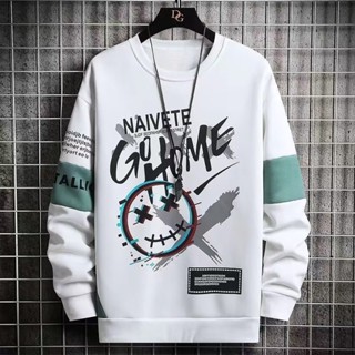 เสื้อกันหนาวผู้ชาย เสื้อสเวตเตอร์ สเวตเตอร์คอกลม ทรงหลวม แฟช…