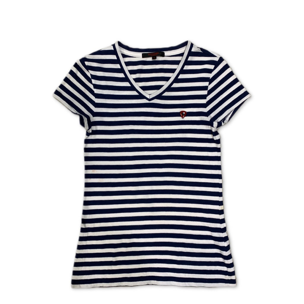 Cps women เสื้อยืดคอวี ลายทาง สีกรม size xs ส่งต่อ