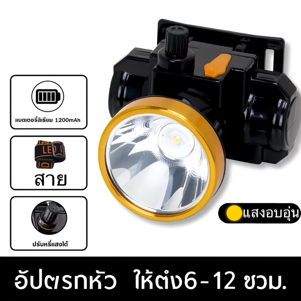 ไฟฉายคาดหัว LED ชาร์จแบตได้ ไฟกรีดยาง ไฟส่องกบ ไฟฉายเดินป่า thumbnail 5