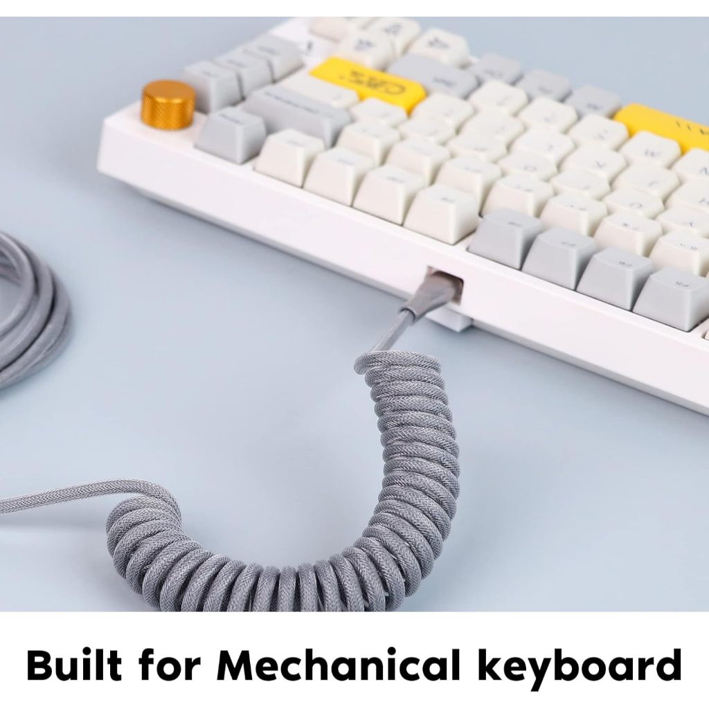 Custom Coiled Cable Type-C สายเคเบิลคีย์บอร์ด Aviator สายขดสายถักต่อแยก สำหรับคีย์บอร์ดกล - รูปที่ 3